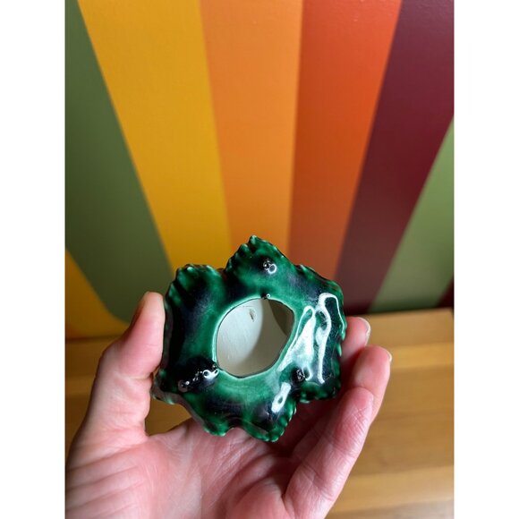 Vintage ceramic Christmas tree evergreen small dark green napkin - Picture 4 of 6